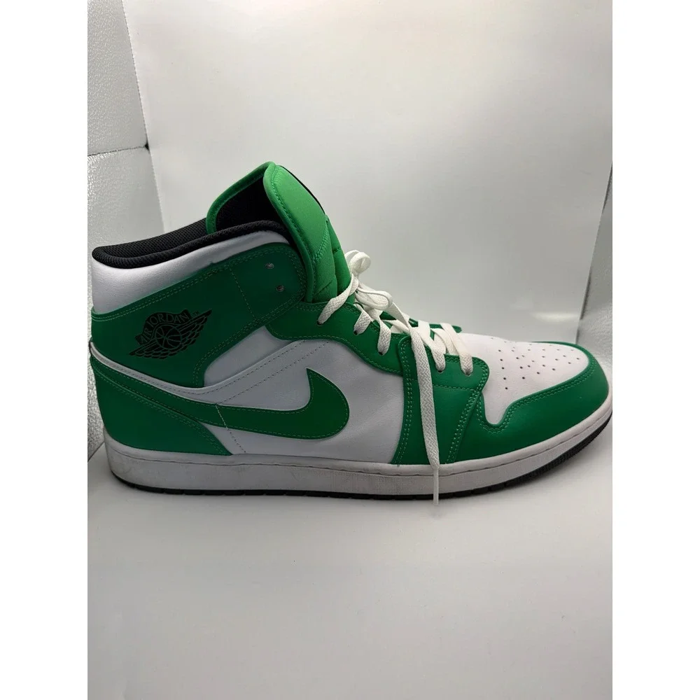 Jordan 1 Mid Lucky Green White Black DQ8426-301 Mens SIZE 18